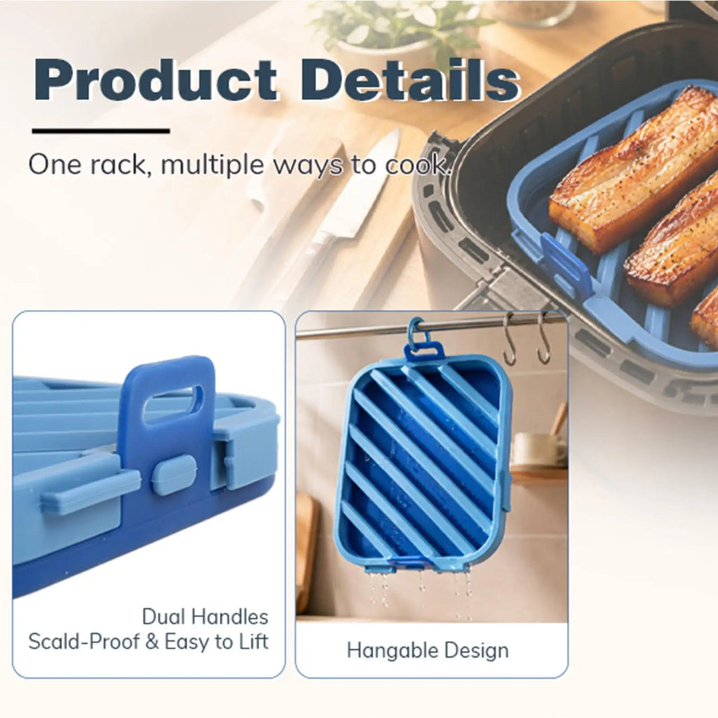 Silicone Roasting Rack Air Fryer Baking Tray with Oil Drain Air Fryer Silicone Roasting Rack for Baking Kitchen Cooking BBQ Zpaxo