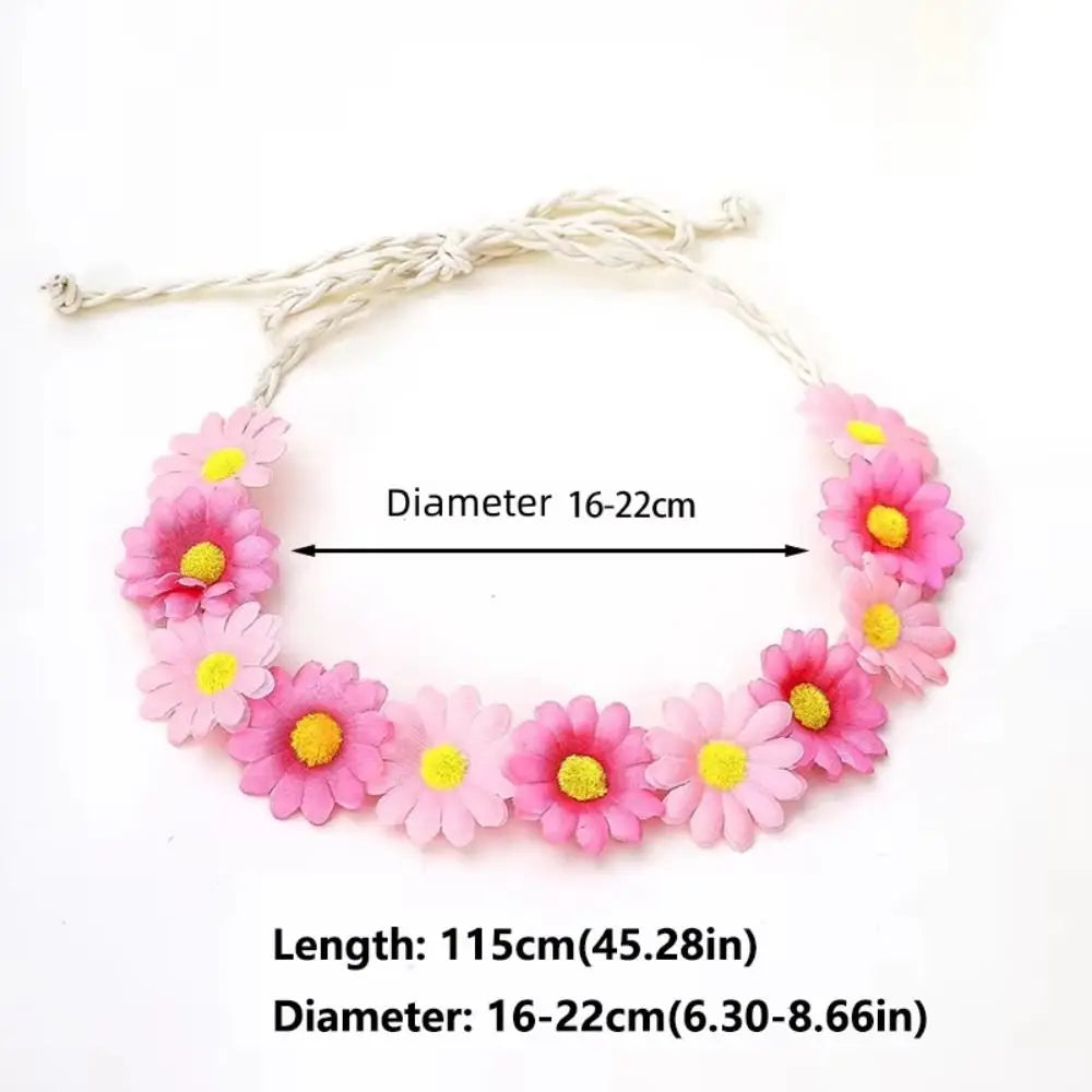 Bohemian Style Flower Headband Flower Decoration Braided Band Sunflower Hair Band Adjustable Rope Multicolor Sunflower Headband Zpaxo