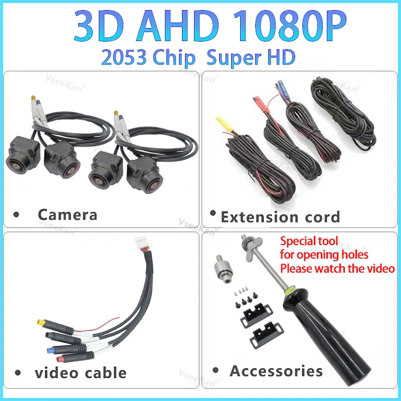 AHD1080P AHD720P 3D 360 Panoramic Car Camera Rear+front+side