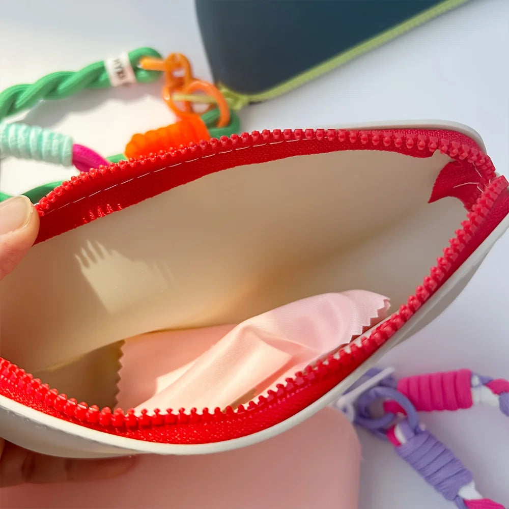 Waterproof Silicone Glasses Storage Case Lanyard Zipper Portable