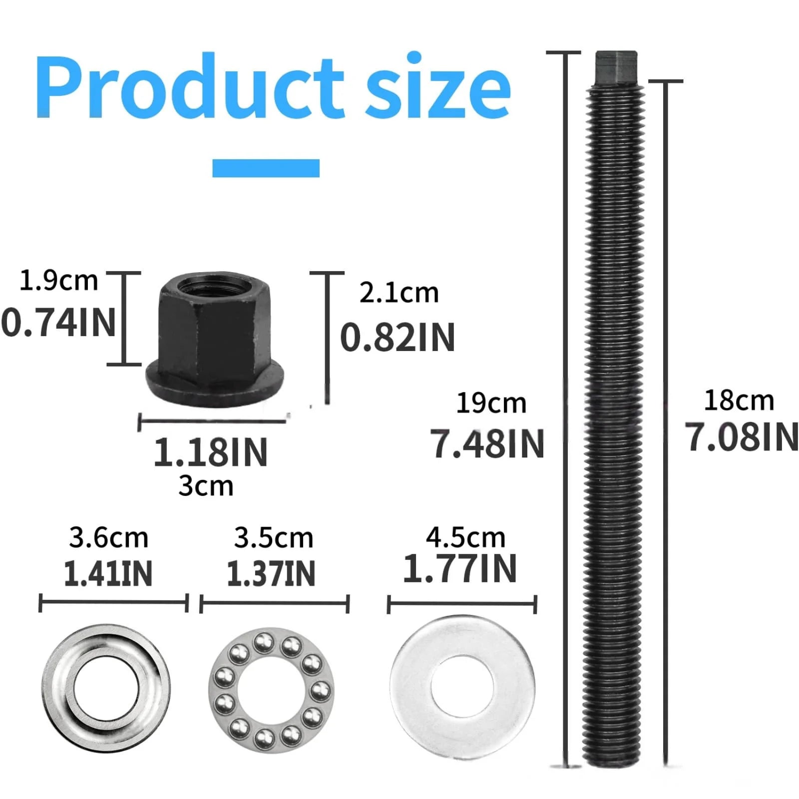 Vehicle Harmonic Balancer Installer Tool Threaded Rod Hex Nut Flat