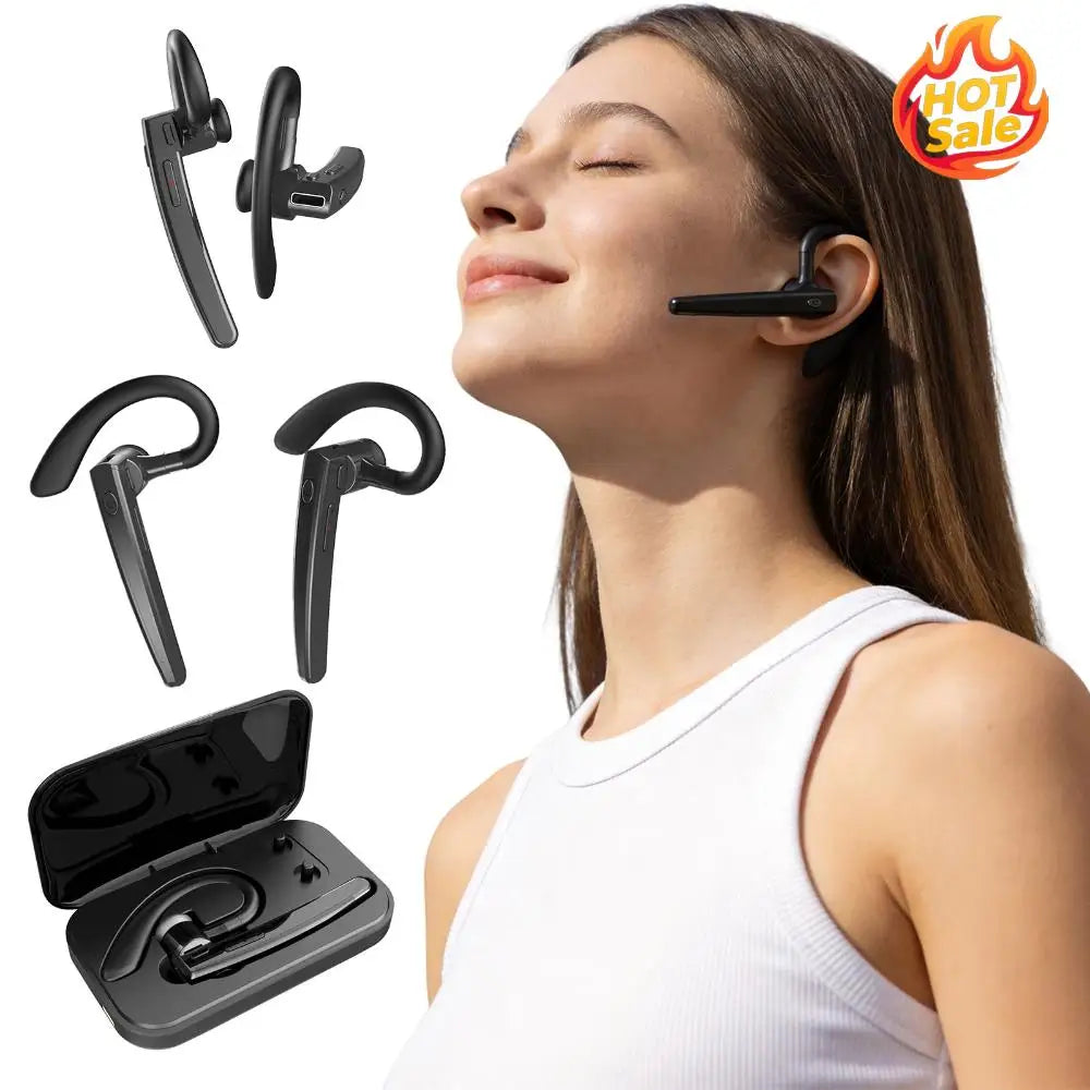 BT 5.4 Open Ear Wireless Earpiece with LED Power Display Built-in Microphone Long Battery for Office Trucker Driving Business Zpaxo