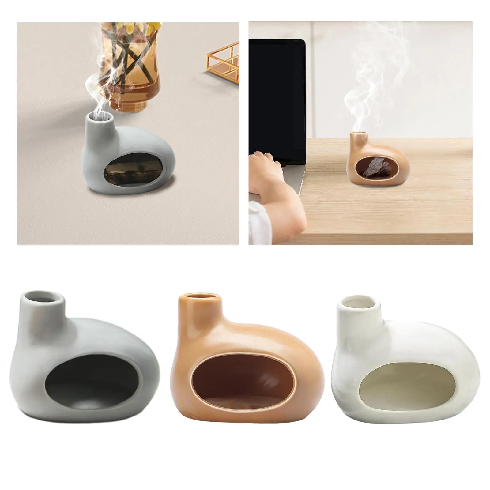 Ceramic Cone Incense Burner & Palo Santo Holder – Ash Catcher Incense Burner Zpaxo