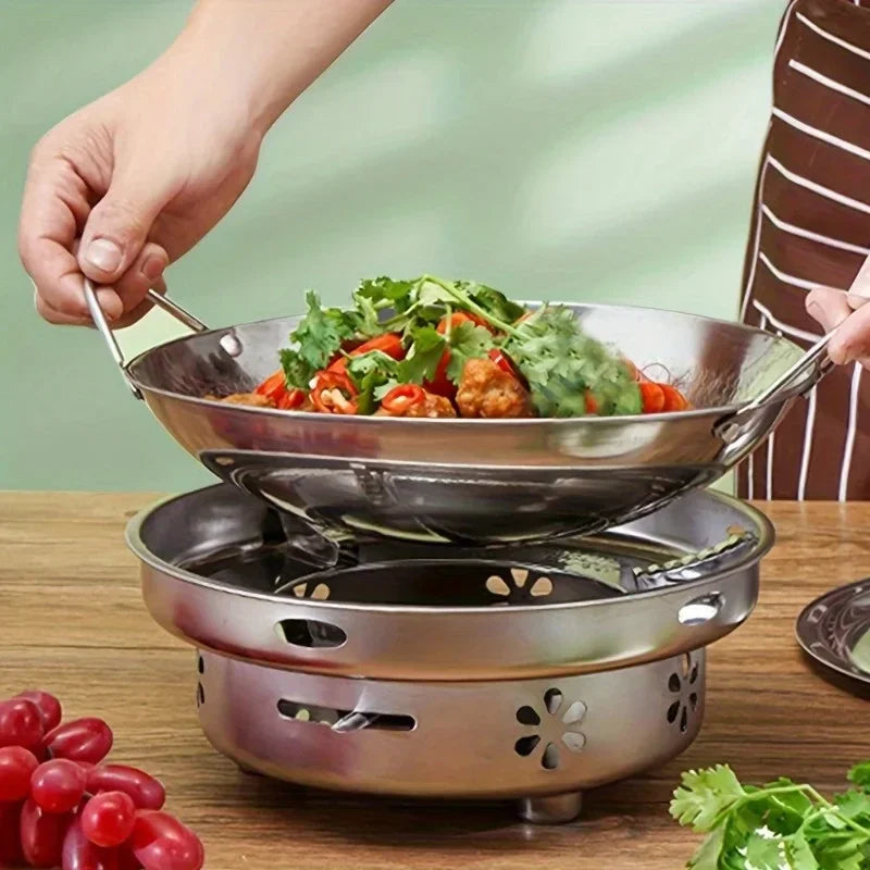 1pc 29cm/11inch stainless steel honeycomb skillet non-stick with handle scratch-resistant cooking pasta steak porridge ramen Zpaxo