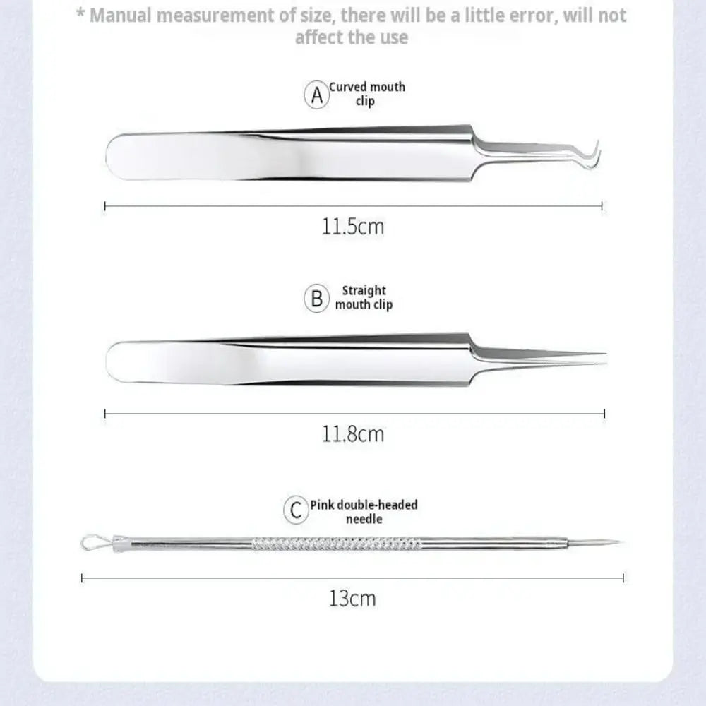Premium Curved Acne Needle Stainless Face Skin Care Blackhead Tweezers Kit Professional High Hard Blackhead Remover Zpaxo