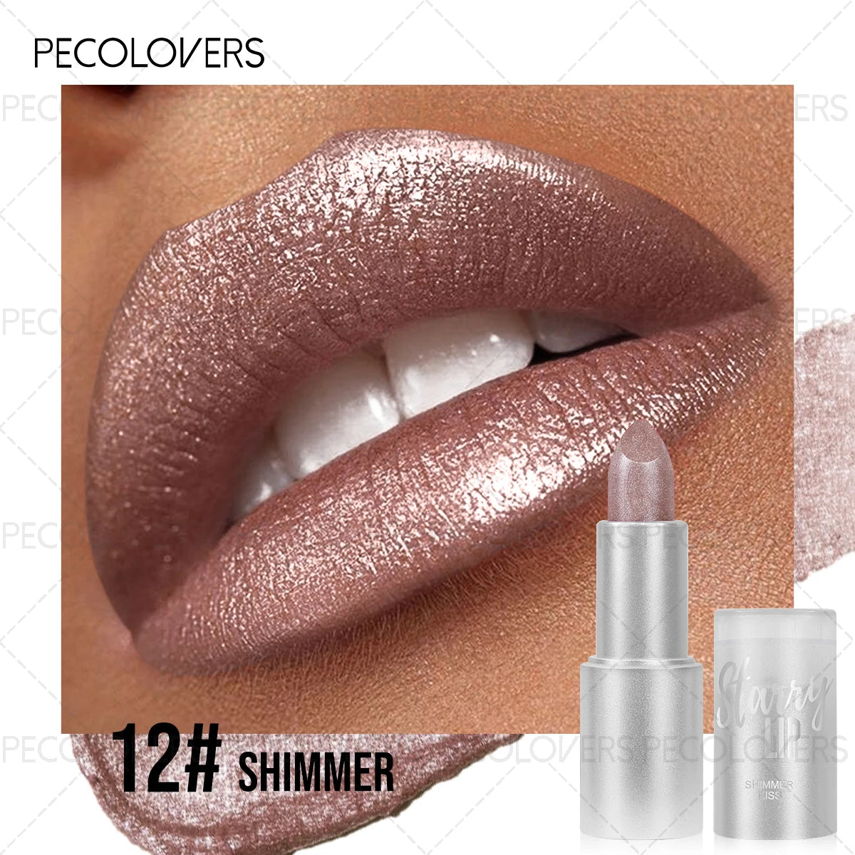 Moisturizing Pearlescent Shimmer Lipstick Glittering Purple Pink Zpaxo 12