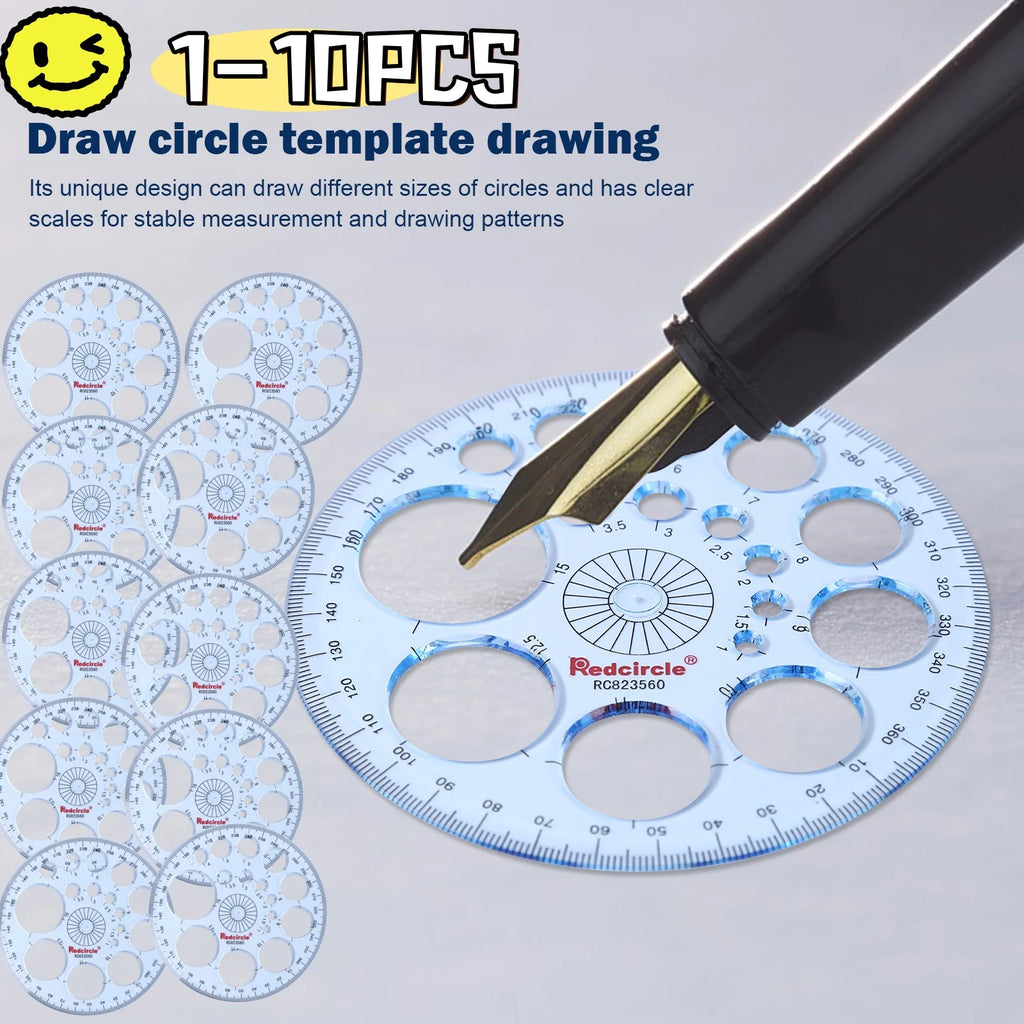 Multifunction Geometric Template Plastic Measuring Ruler Circles