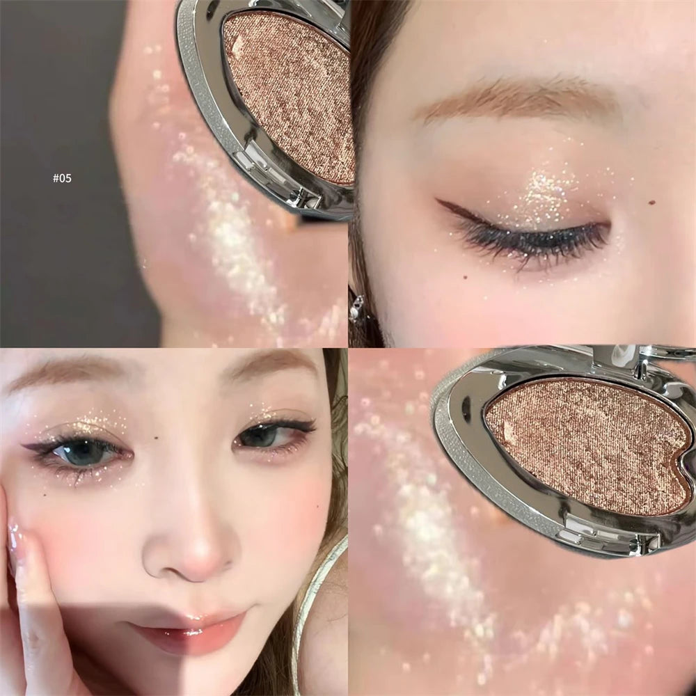 Smoked Punk Green Pearl Eyeshadow Diamond Metallic Brighten Mashed Potato Glitter Highlighter Plate Makeup Sparkling Chameleon Zpaxo 05