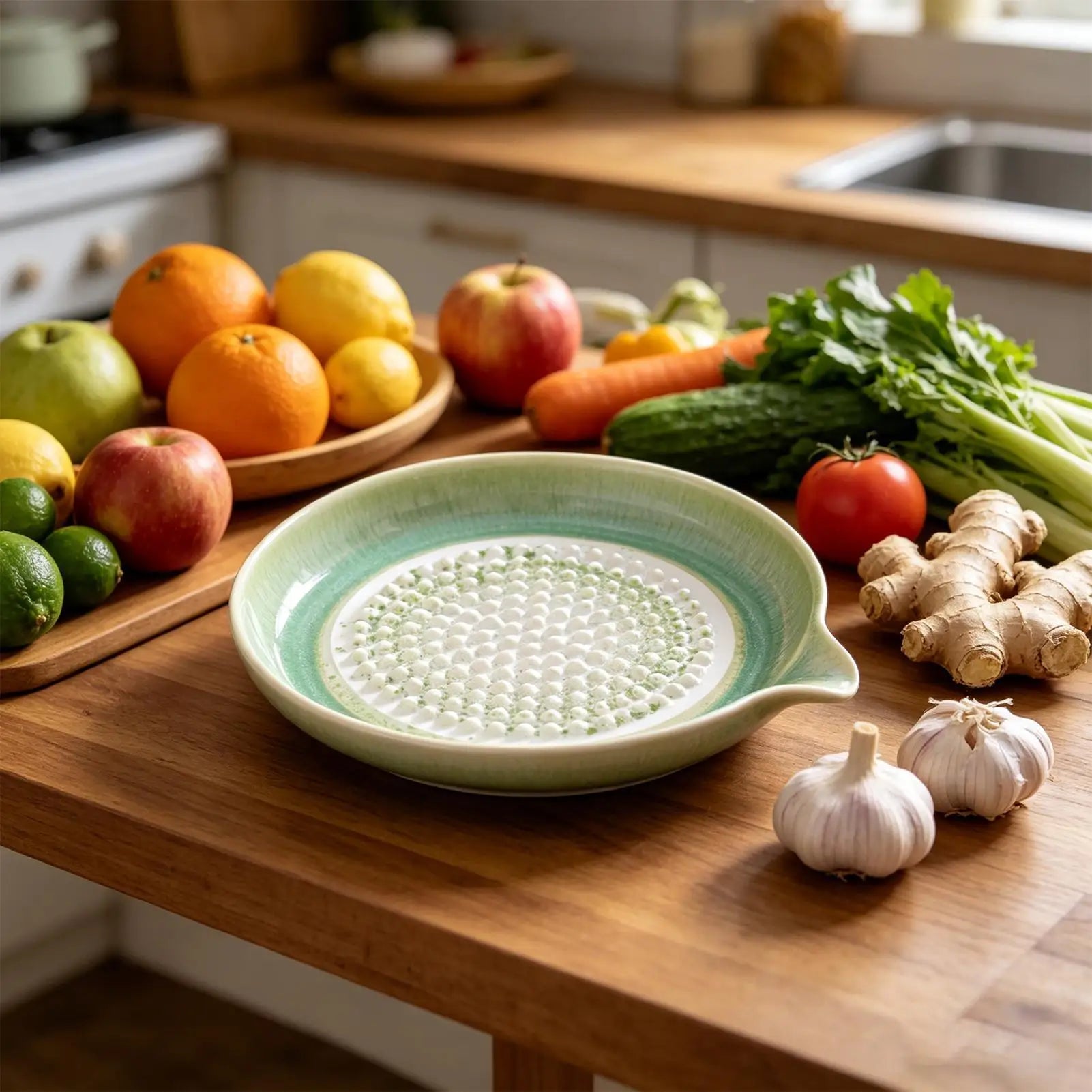 Garlic Plate Handmade Gradient Glaze Ceramic Grater Dish Bowl Home