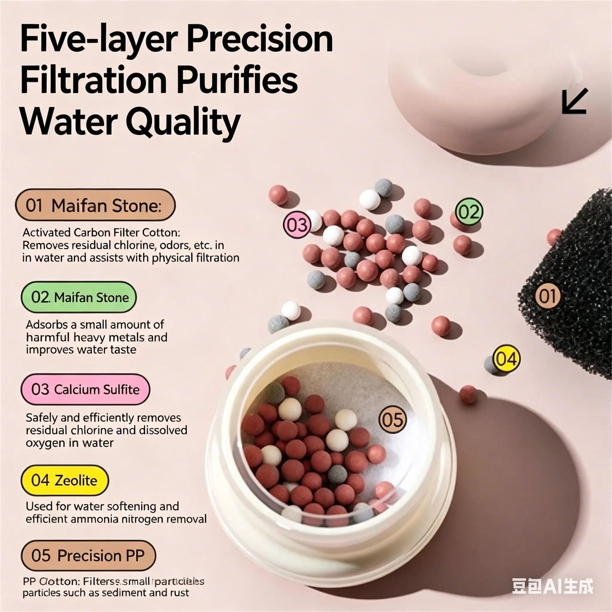 Water Filter Sink Faucet Splash Proof Softener Sprayer Detachable