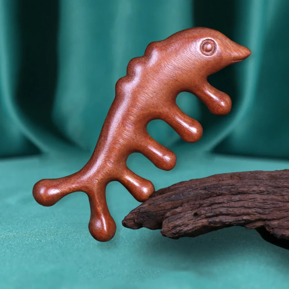 Sandalwood Body Meridian Massage Comb Wide Tooth Animal Shaped Wood Zpaxo 4