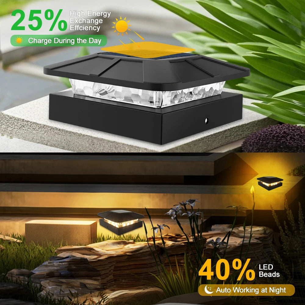 Outdoor Solar Post Cap Lights 3 Modes Fence Light Solar Powered Waterproof Gate Light For 4 Inch Wood Posts Yard Garden Outside Zpaxo