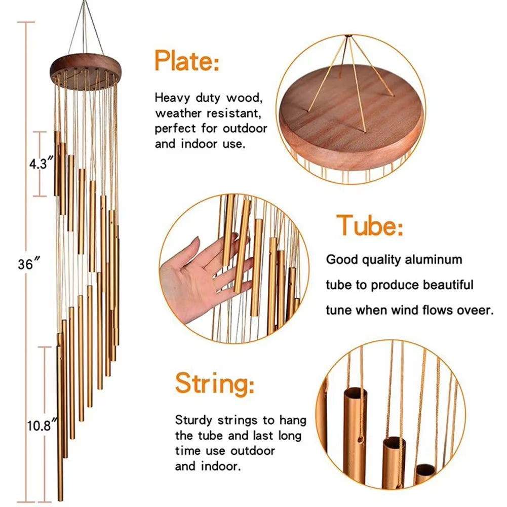 Wind Chime 12 Metal Aluminium Tube Chimes Hooks Outdoor Garden Zpaxo