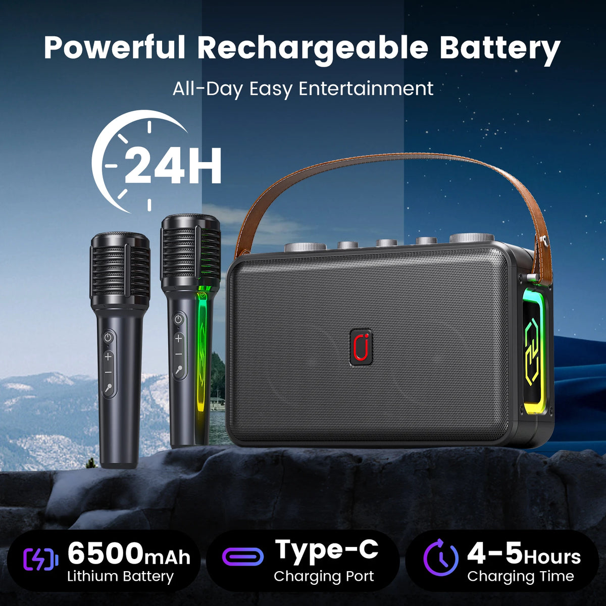 MS81 Karaoke Machine Portable Bluetooth 5 3 Speaker 2 Wireless Zpaxo