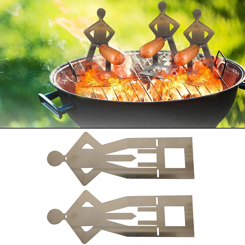 Stainless Steel BBQ Sausage Holder Reusable Hot Dog Roaster for Outdoor Camping Funny Sausage Griller for Party Spring Trip Zpaxo