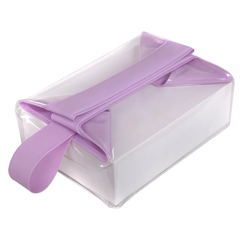 Hot Travel Portable Bag with Magnetic Closure, Transparent Magnetic Suction Storage, Durable and Leak Proof Makeup Bag Zpaxo Purple