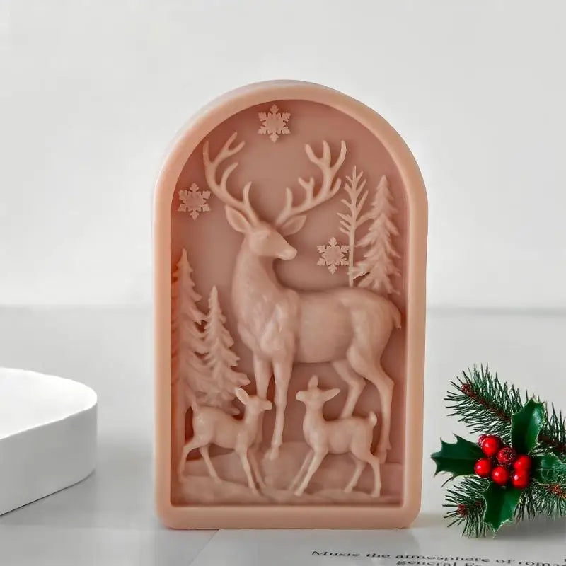 Reindeer Embossed Silicone Molds Handmade Soap Holiday Decoration