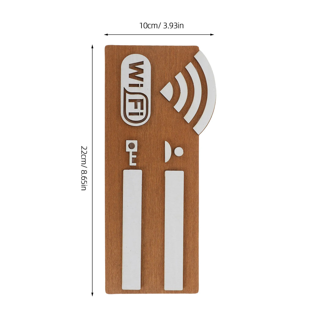 Wooden Wifi Password Sign Wall Hanging Stylish Natural Finish Display