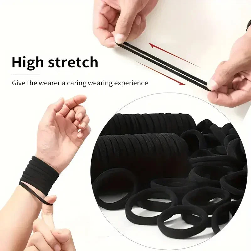 High Elastic Hair Bands for Women Girls Black Basic Hair Tie Headband Simple Ponytail Holder Headwear Hair Accessories Zpaxo