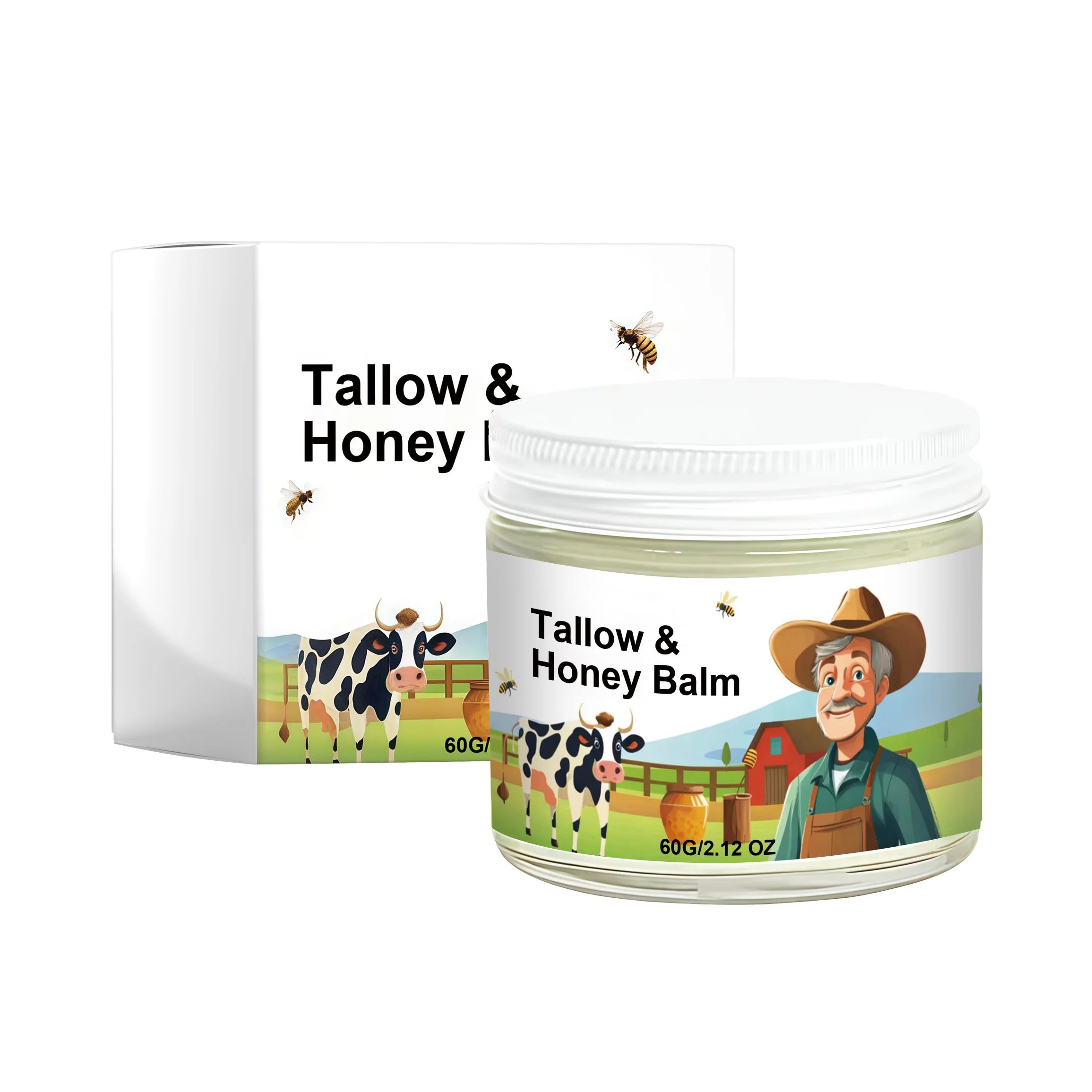 Tallow & Honey Balm Face Moisturizer – Soft, Firm Skin | Hoygi Face & Body Balm Zpaxo 60g Boxed