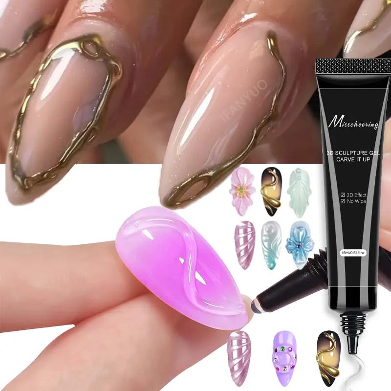 3D Gel Nail Art Modeling Transparent DIY Designs No Wipe Sculpting