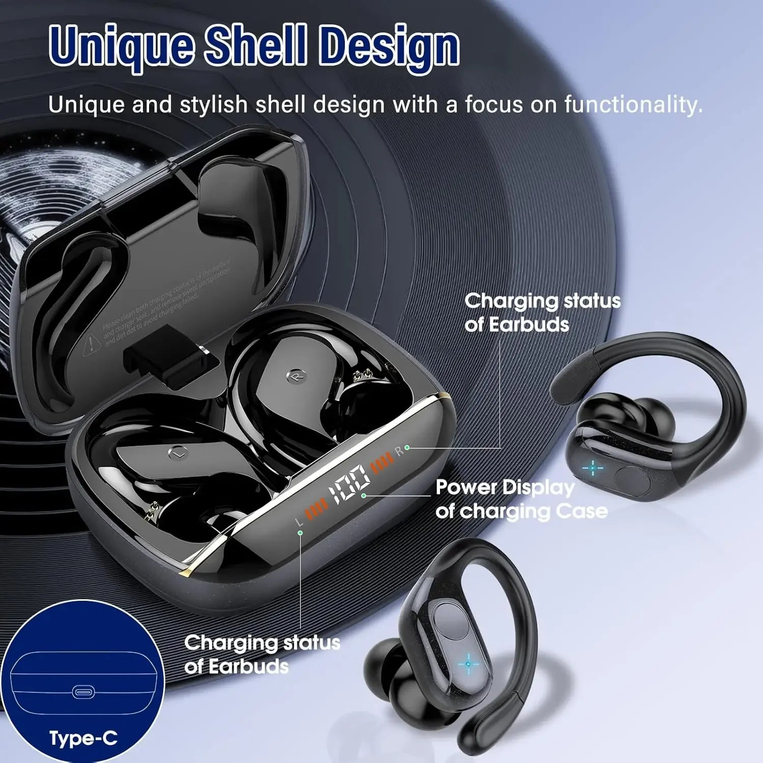 TWS Bluetooth V5 4 Headphones Wireless IPX7 Waterproof LED Digital