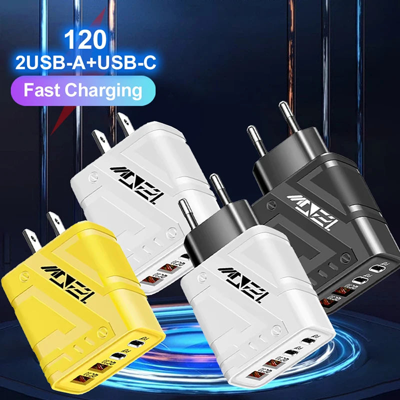 120w 4 Ports Usb C Charger Fast Charging 3 0 Phone Wall Adapter Eu Us