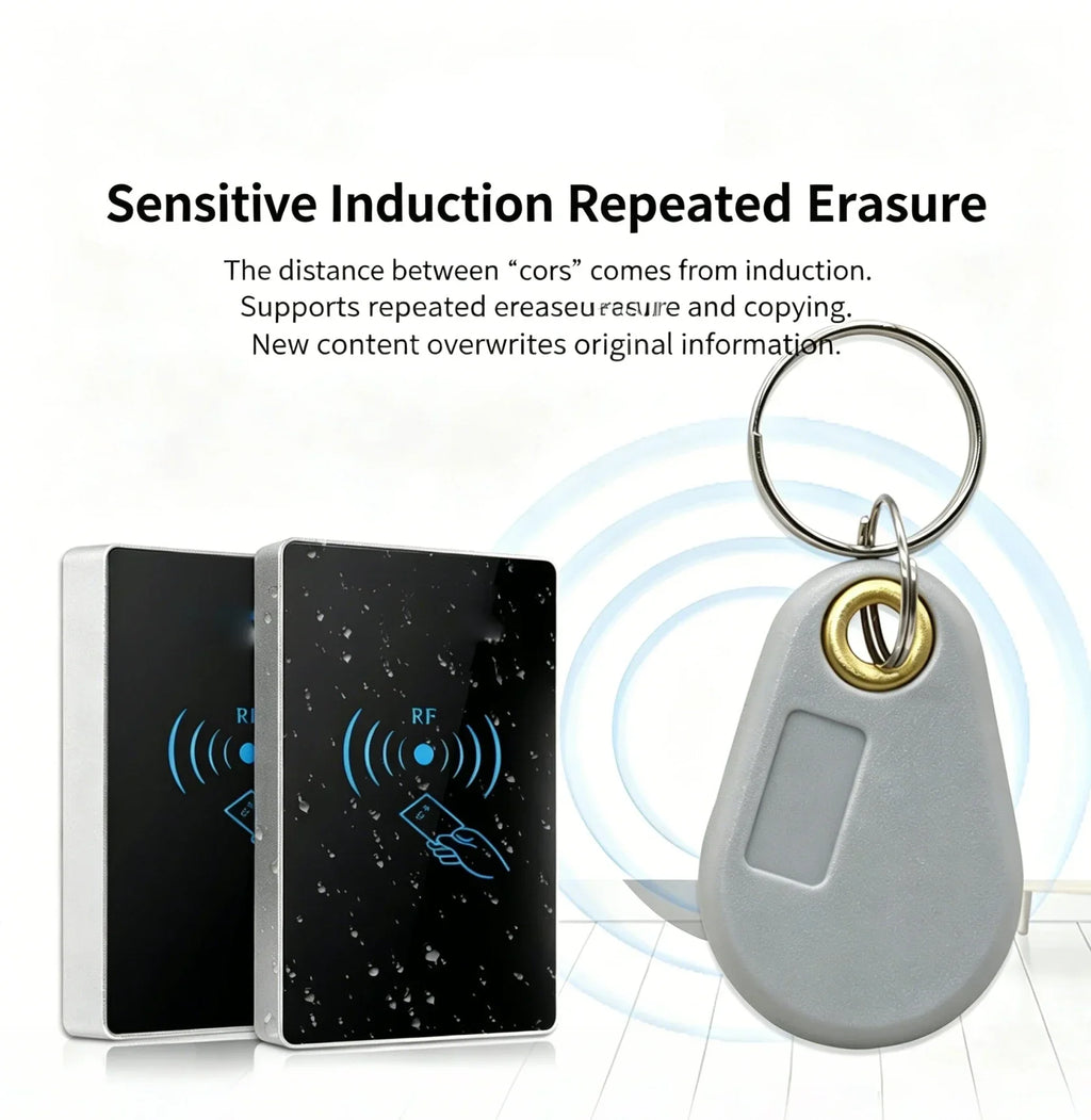 125KHz EM4305 T5577 RFID Key Tags Ring Blank Chip Copy Writable Grey Zpaxo