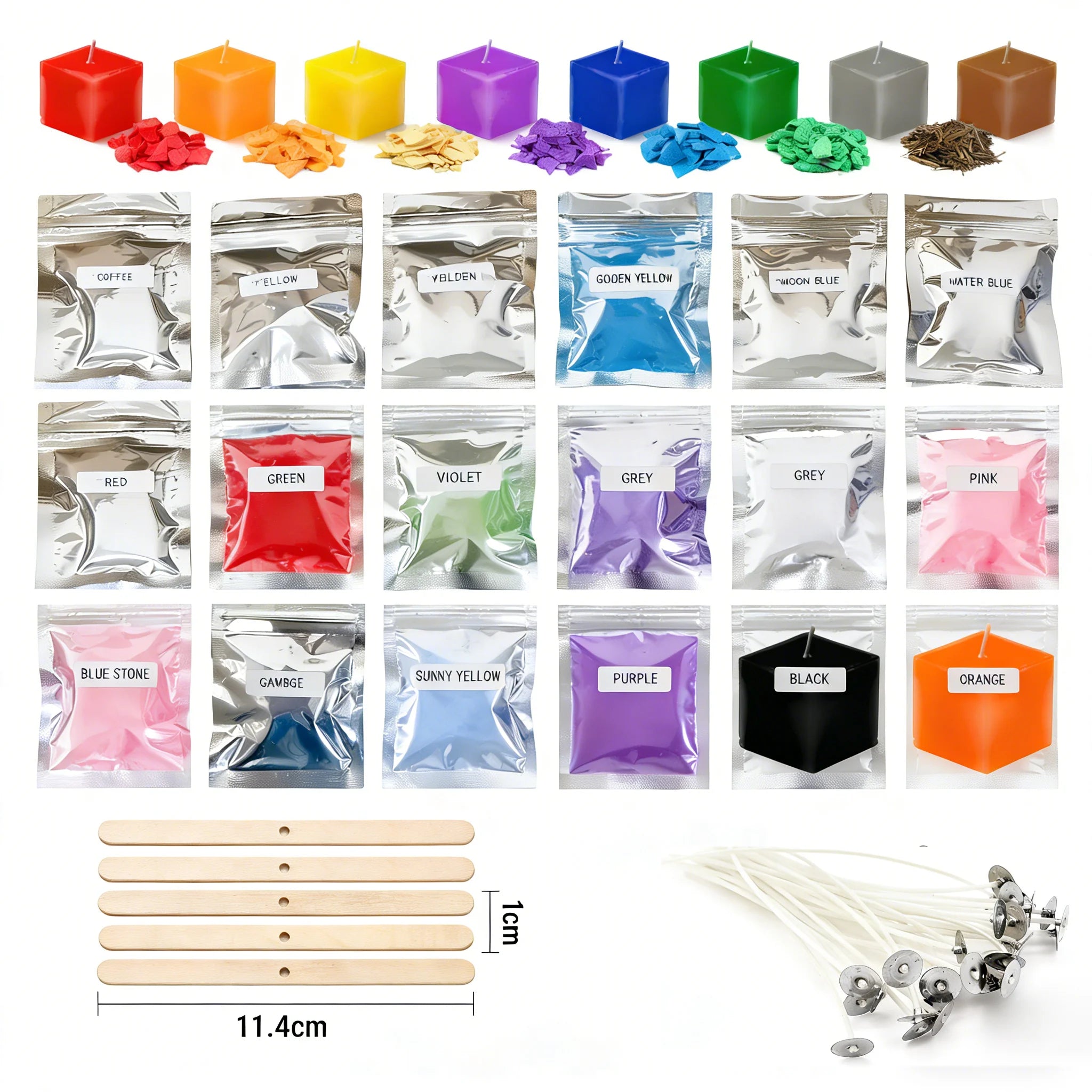 16 Candle Dye Colors, 15 Wicks & 5 Holders – DIY Candle Making Kit Candle Making Kit Zpaxo