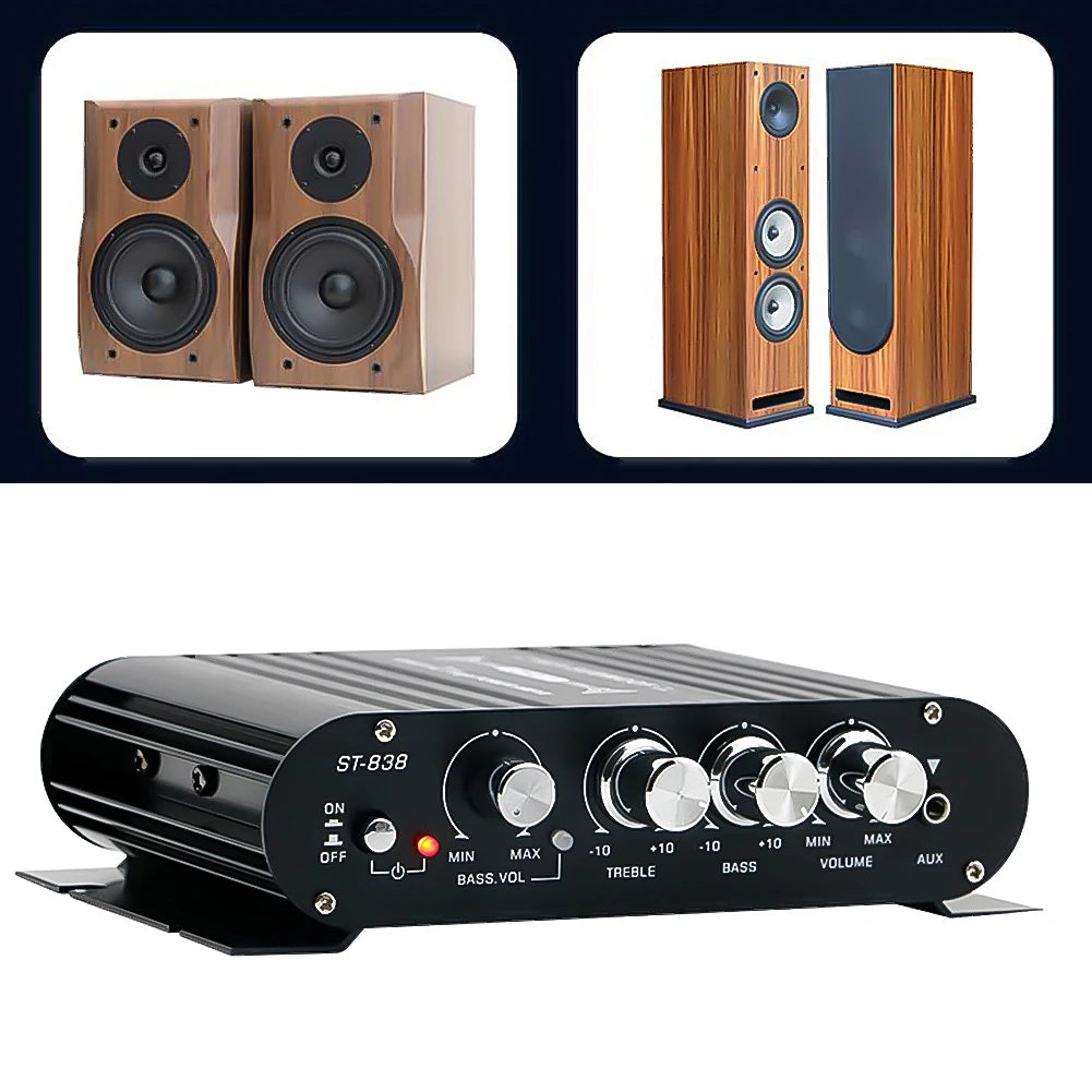 ST-838 Hifi 2 1 Channel Subwoofer Amplifier Bass Treble Adjustment