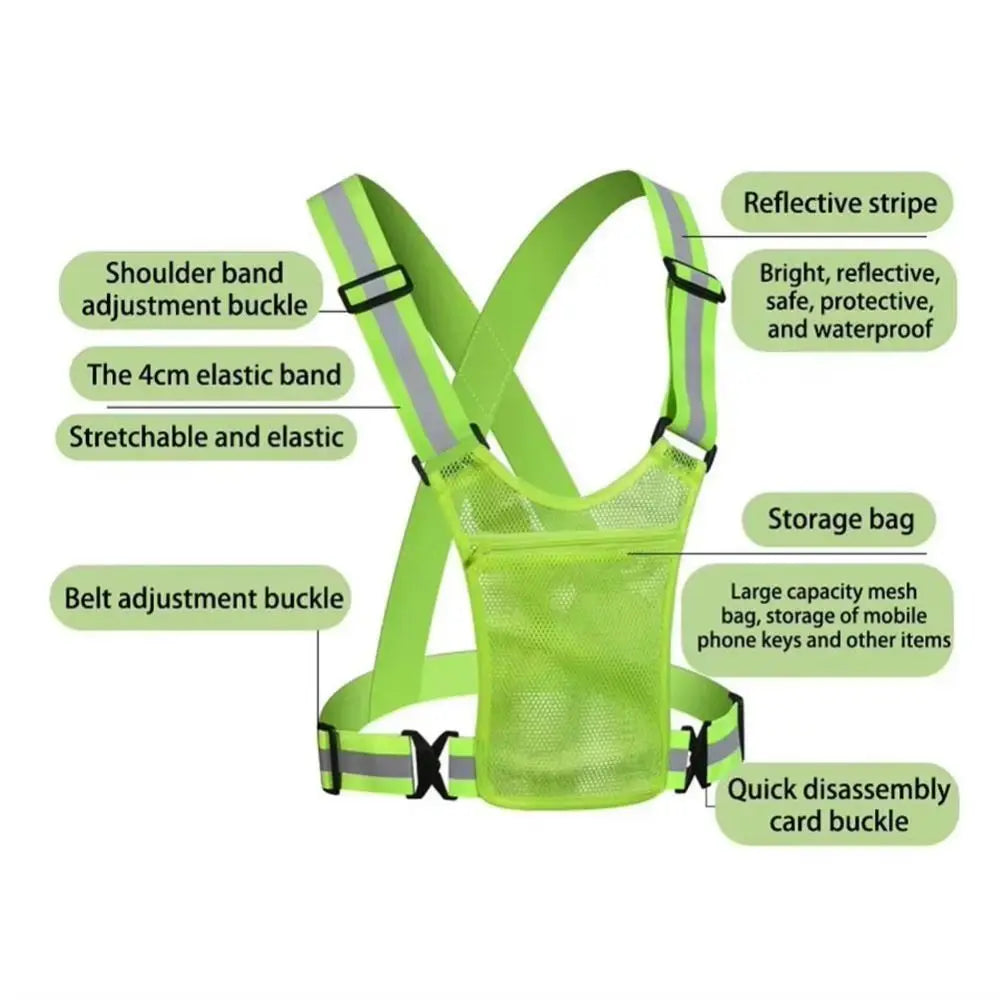 Elastic Cycling Reflective Vest with Phone Pouch Adjustable Motorcycle Riding Waistcoat Mesh Breathable Traffic Safety Vest Zpaxo