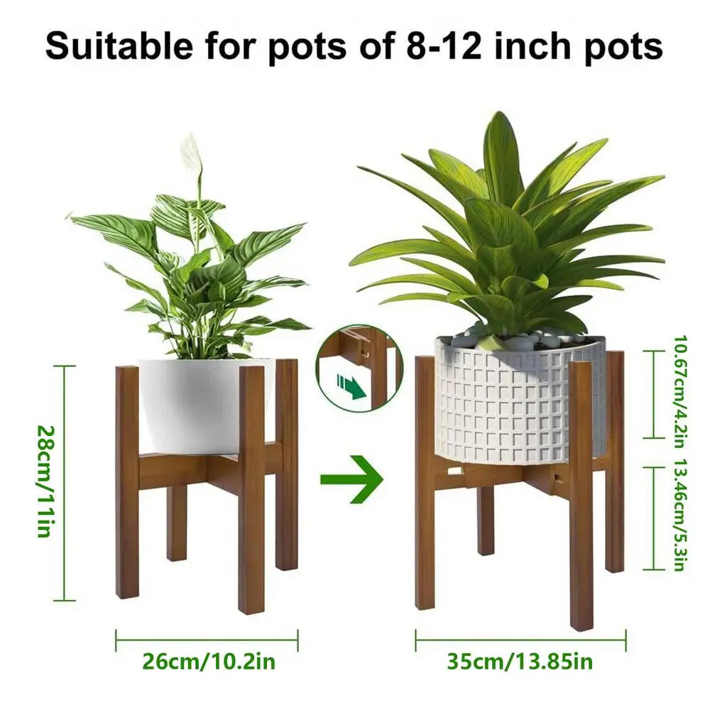 Corner Plant Stand Adjustable Width Wood Holder Rack Flower Living