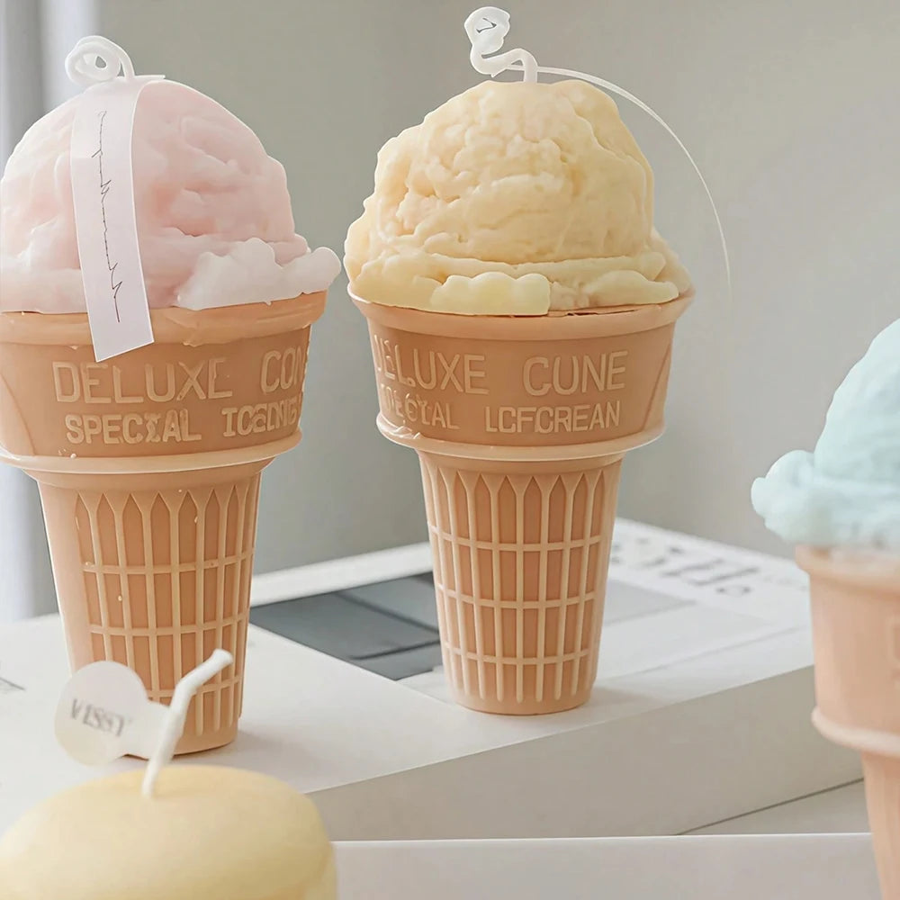 Ice Cream Silicone Candle Mold DIY Aromatherapy Soap Plaster Wax Making Ice Cream Cone Fondant Dessert Cake Baking Mold Zpaxo