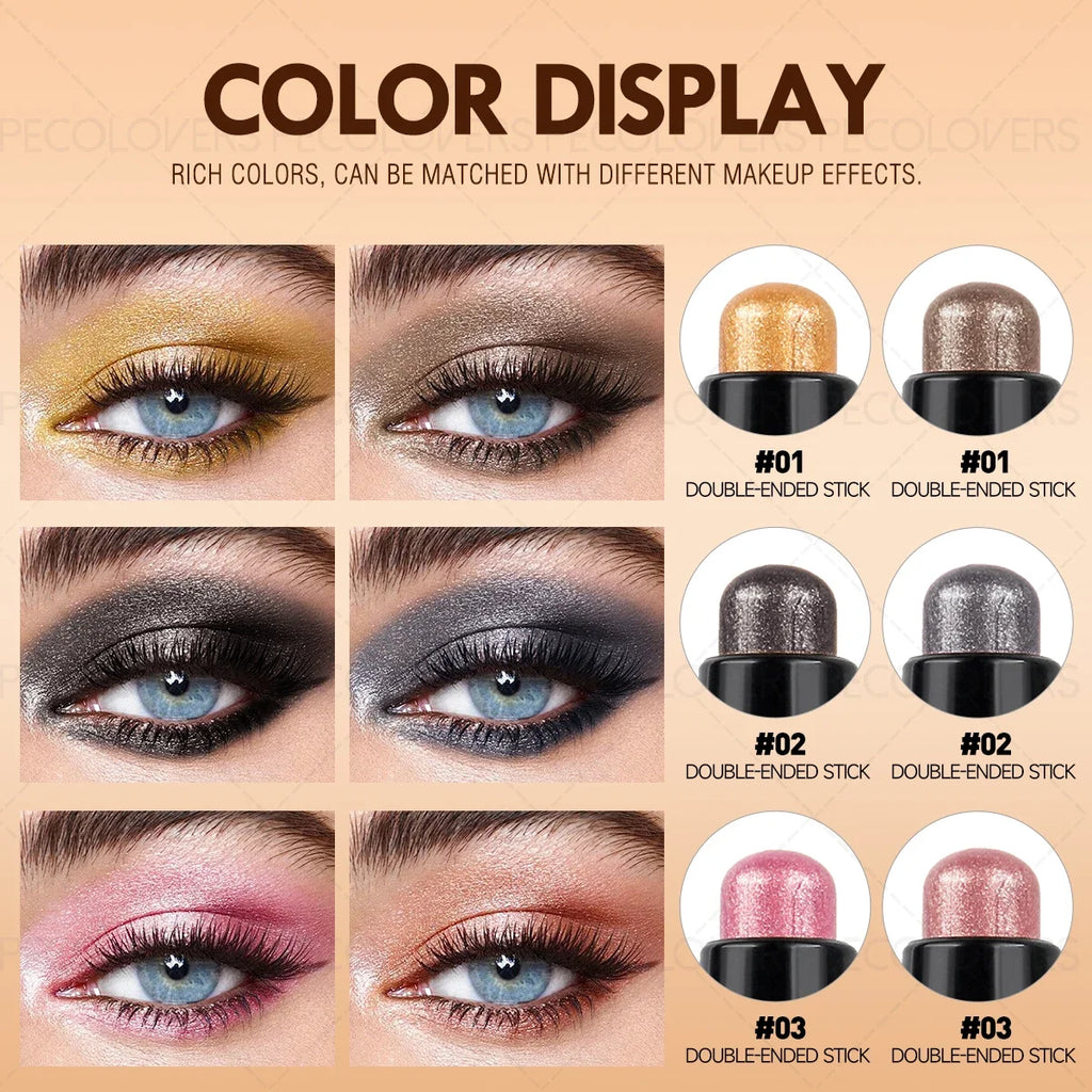 1PC Shimmer Colorful Double-Ended Glitter Eyeshadow Stick - Waterproof, High Pigmented, Long-Lasting, For Eyelids & Eye Creases Zpaxo