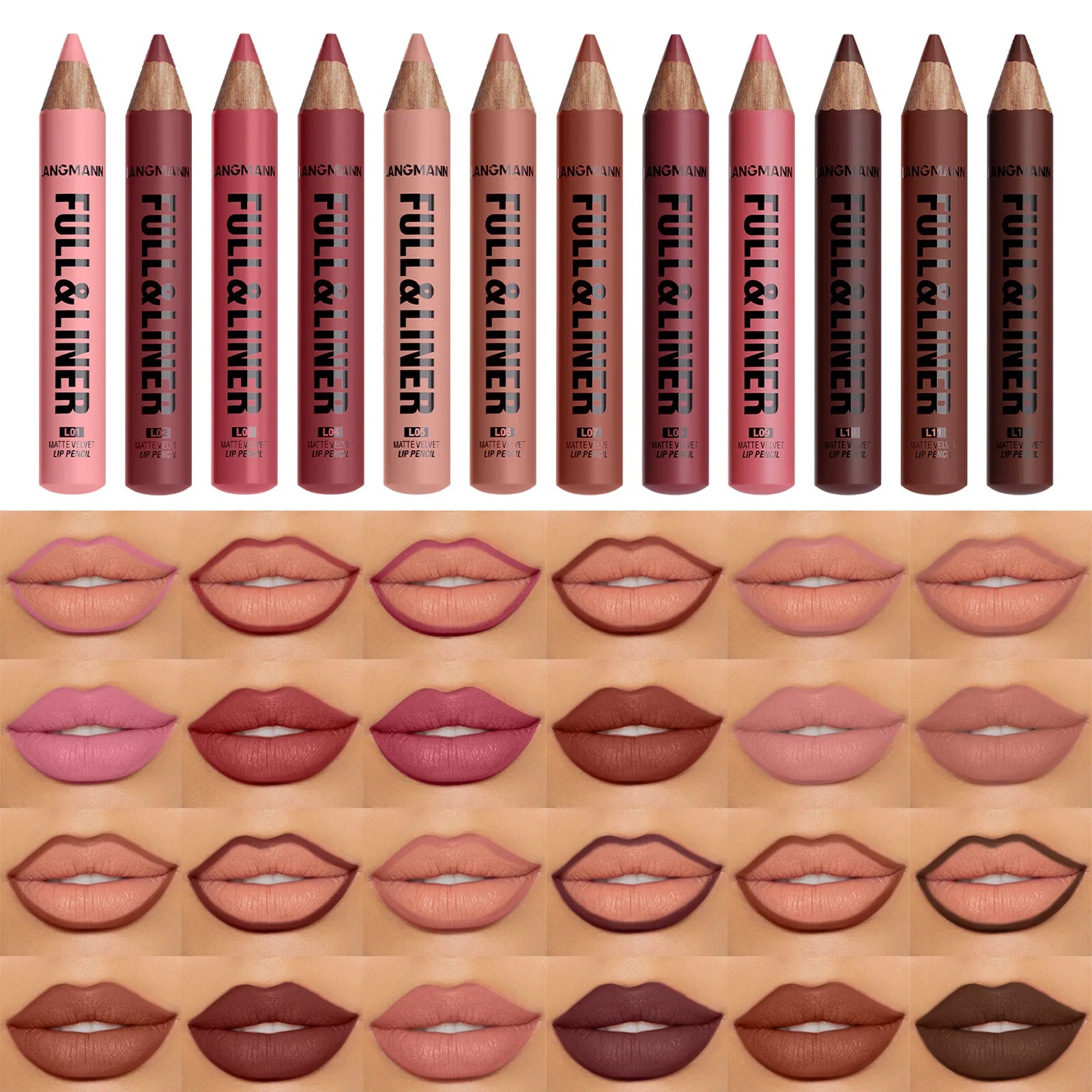 Matte Lip Liner, Lipstick, Wooden Pen Can Be Cut, Lip Liner Lasts for A Long Time,Does Not Stick To The Cup,Does Not Fade Zpaxo
