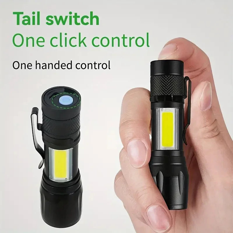 KDULIT Mini LED Pocket Flashlight – USB Rechargeable Torch
