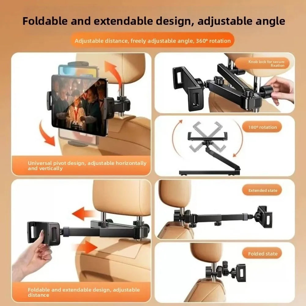 Adjustable Car Headrest Tablet Holder Extension Arm Foldable Backseat Phone Stand Rotating Stand Easy To Install Zpaxo