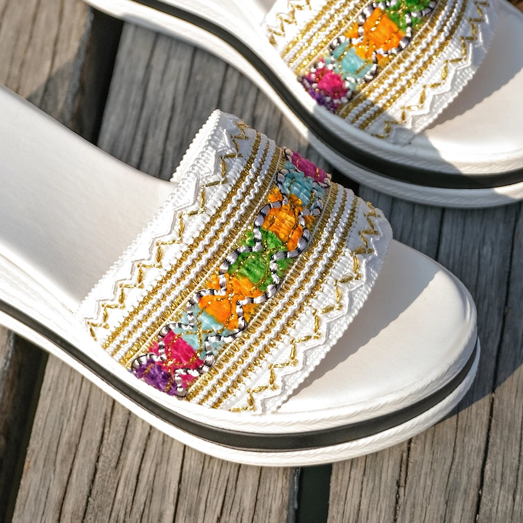 2025 Women Sandals Summer Patchwork Wedges Slippers Bohemian Open Toe Beach Women Shoes Non-Slip Plus Size Wedge Shoes for Woman Zpaxo