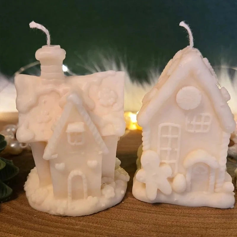 3D Christmas House Candle Silicone Mold Gingerbread House Aroma Soap Gypsum Plaster Crafts Mold Home Decor Christmas Gift Zpaxo