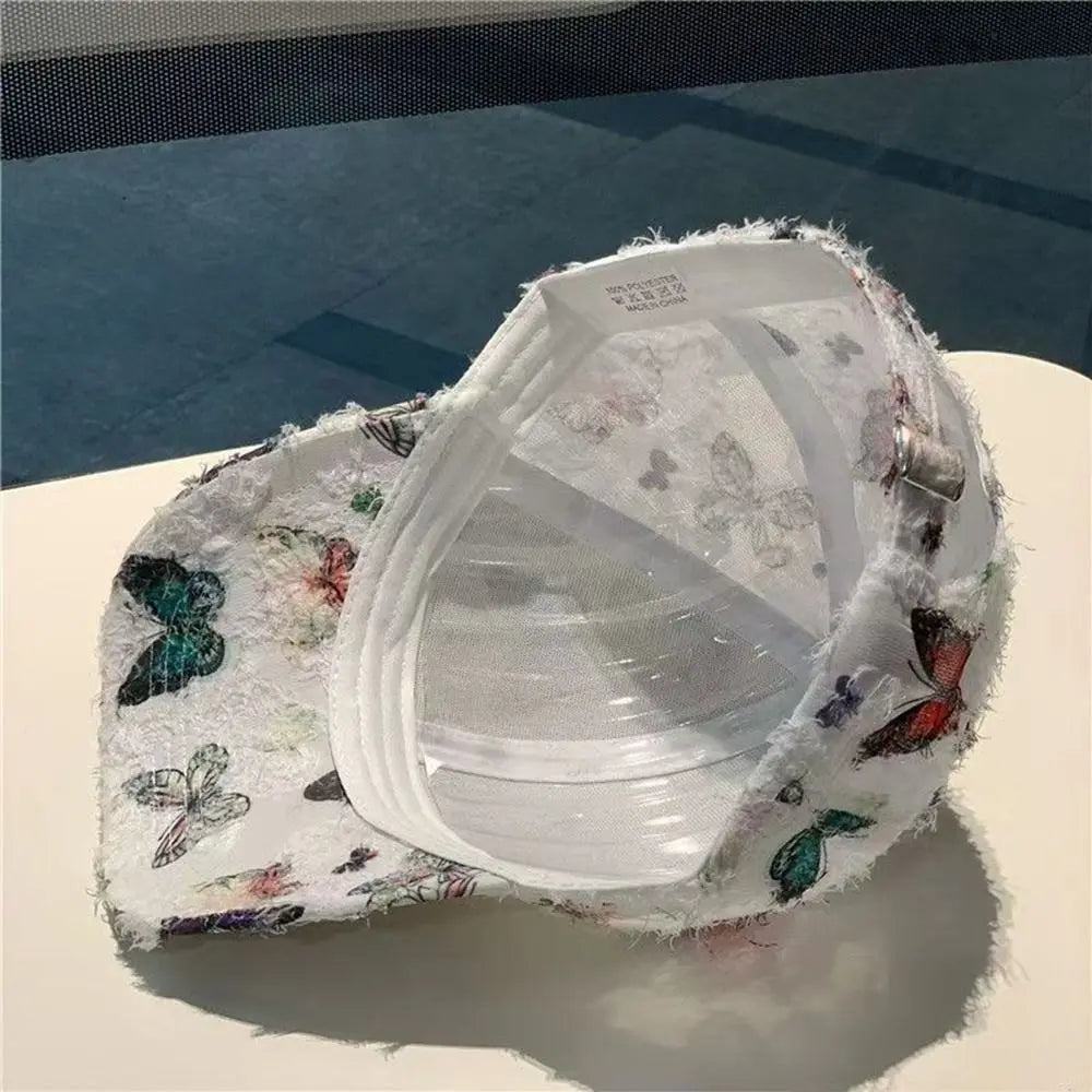 Embroidered Butterfly Baseball Cap Versatile Elegant Korean Style Baseball Cap Breathable Sunshade Women Outdoor Cap Casual Wear Zpaxo