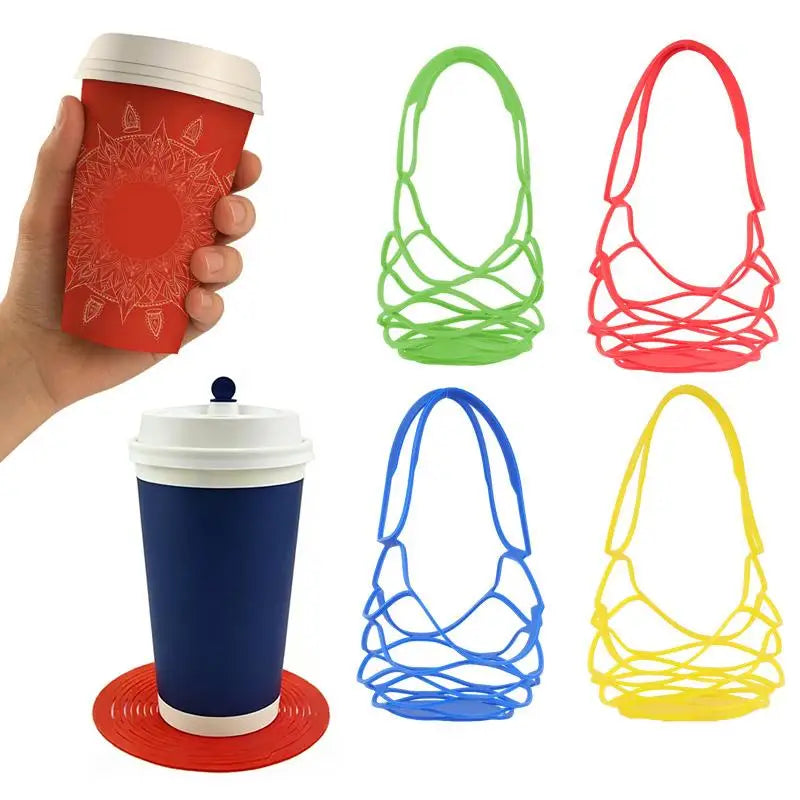 Silicone Hollow Out Milk Tea Packaging Bag Reusable Coffee Beverage Pouch with Cute Design for Work and School Zpaxo