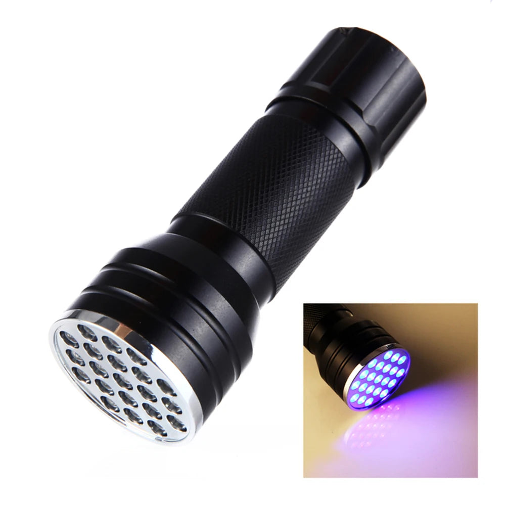 9 21LED UV Light 395nm Waterproof Flashlight Ultraviolet Mini Lamp