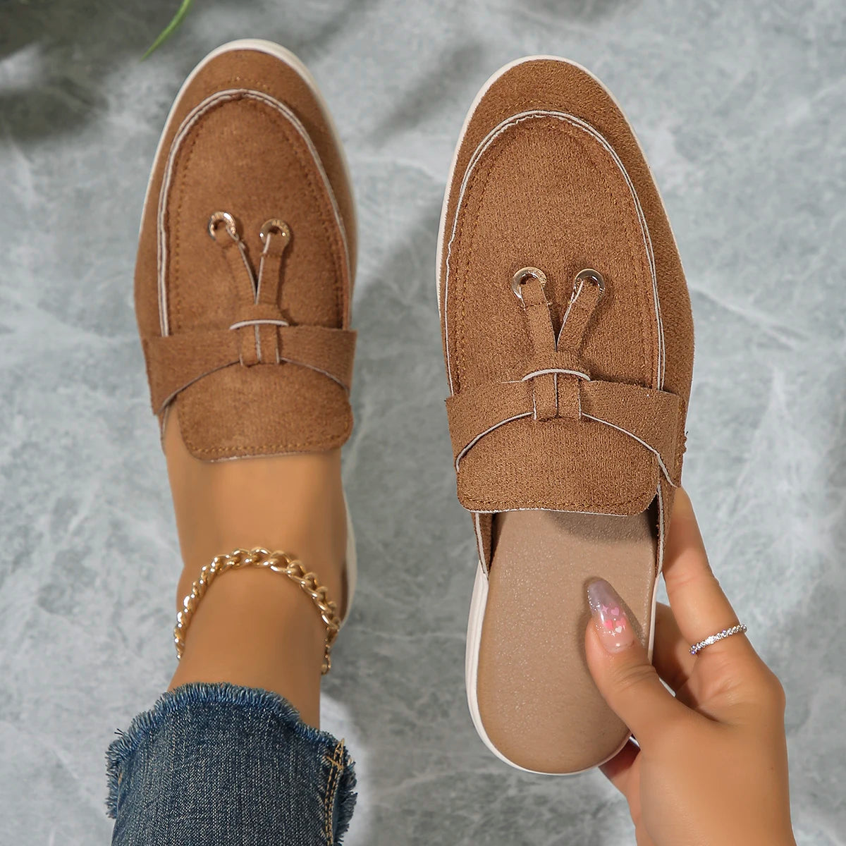 Women's Sneakers Flat Casual Shoes Slip Ladies Loafers Vulcanized Zpaxo Coffee color 36