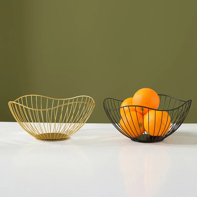 Metal Fruit Basket Simple Basin Multi-size Iron Snack Bread Vegetable