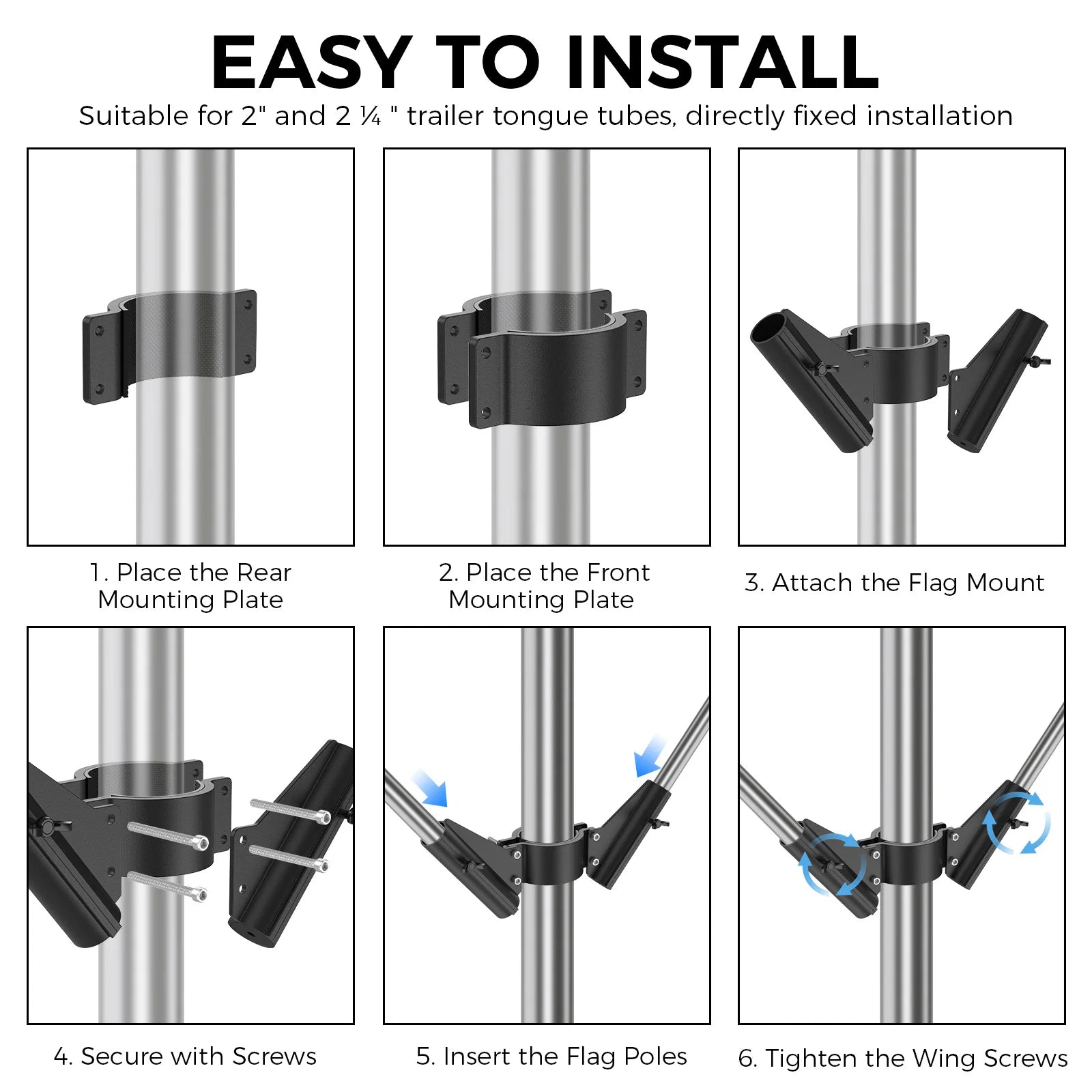 Double Flagpole Holder For RV Camper Trailer Tongue Jack Tube Heavy Duty Anti Rust Aluminum Dual Flag Pole Mount Camping Supplie Zpaxo