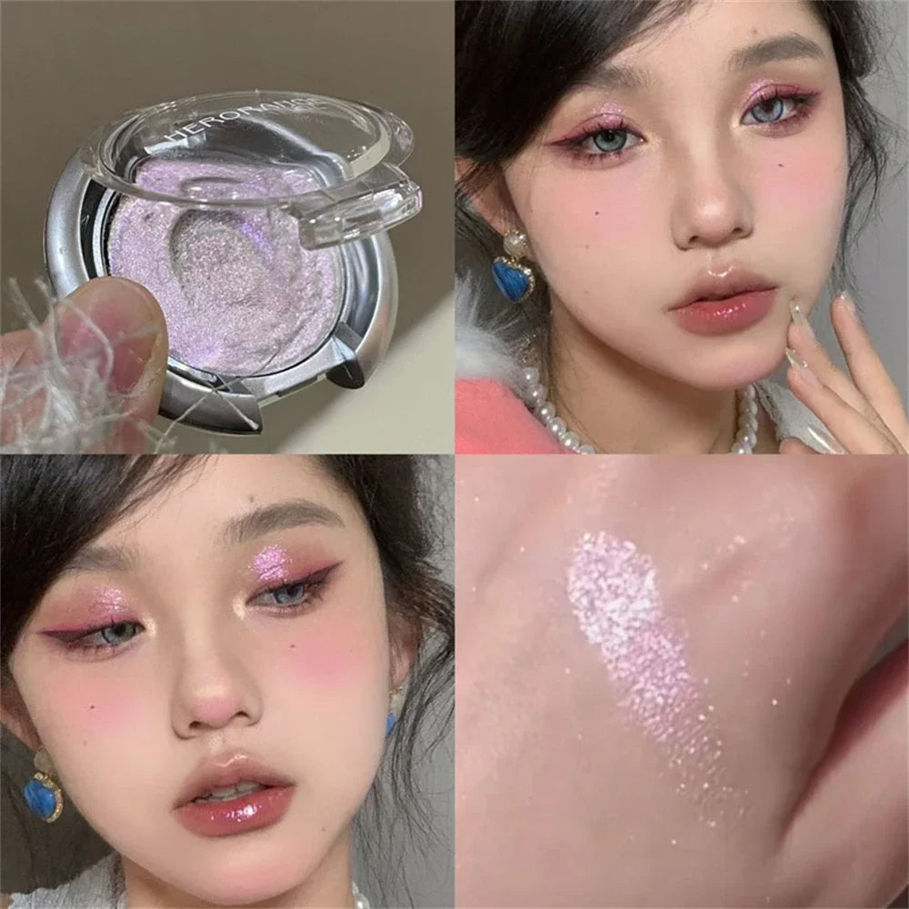 Smoky Pearl Glitter Eyeshadow Green Black Purple Shimmer Silkworm Zpaxo 04Pink