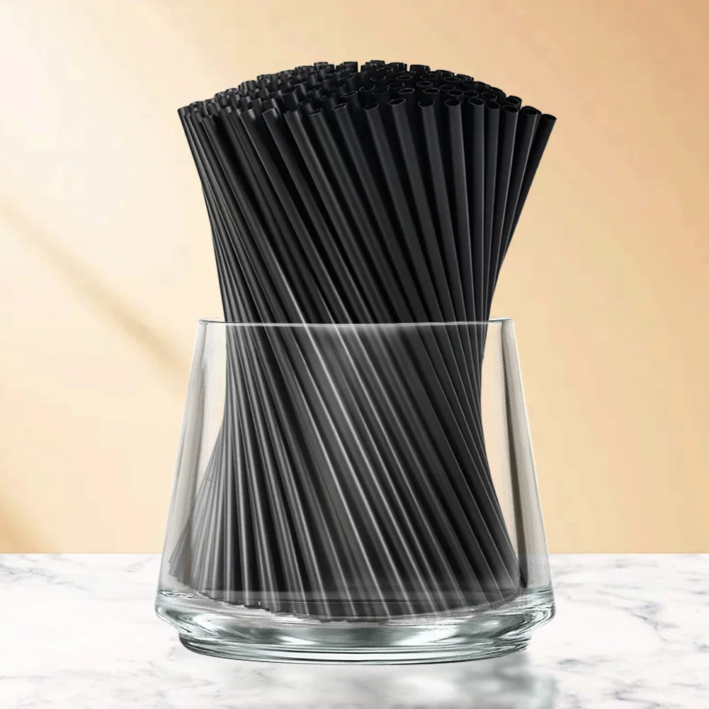 Black Drinking Straws Straw Brush Cocktail Reusable Flexible Plastic