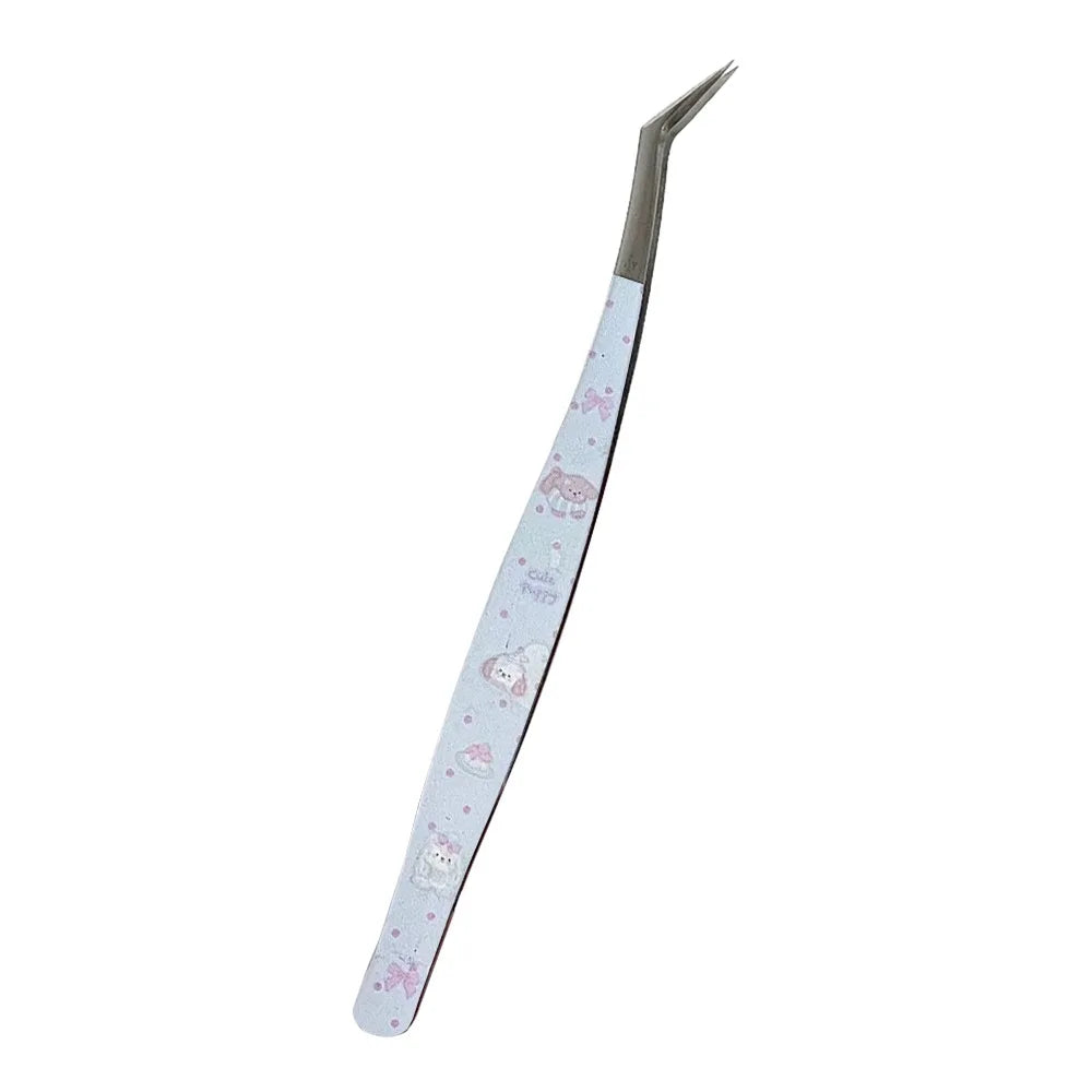 Metal Curved Stickers Tweezers High Precision Cartoon Lashes Extension Tweezer Anti-static Eyelash Curler Beauty Makeup Tools Zpaxo Style 3