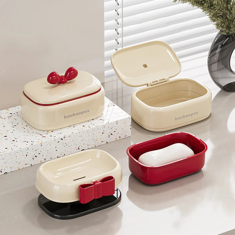 Portable Leakproof Soap Dish Lid Draining Layer Travel Bar Holder Zpaxo