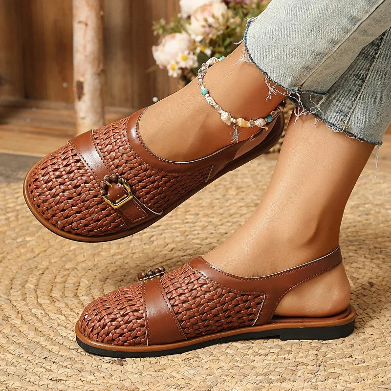 Summer Women's Selling Roman Solid Handwoven Flat Sandals Hollow Zpaxo